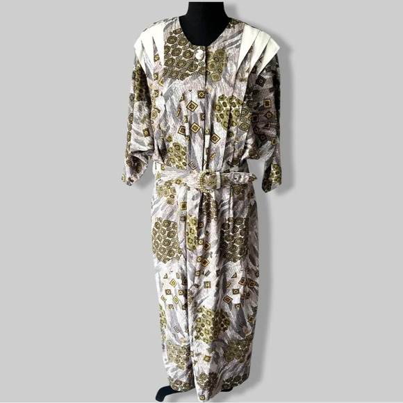 Vintage  Willy’s Influence 80s Western Style Dolman Sleeve Midi Dress - Picture 1 of 16